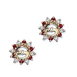 10K Yellow Gold 1/4 ct. Diamond with Alternating 3/8 ct. Ruby Earring Jackets