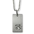 Stainless Steel Laser Cut Out Palm Tree Pendant on 24 inch Polished Ball Chain