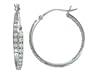 Platinum Plated Sterling Silver Round Prong-Set Cubic Zirconia Hoop Earrings  (1.2" Diameter)