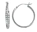Platinum Overlay Sterling Silver Round Prong-Set Cubic Zirconia Hoop Earrings