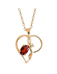 0.56 Ct Oval Red Garnet White Topaz Rose Gold Plated Sterling Silver Pendant