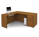 Prestige Premium L-shaped Corner Computer Desk in Cognac Cherry