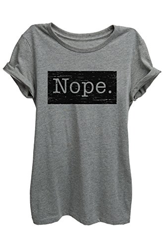 NOPE. Relaxed T-Shirt Tee - Women - Deep Heather Grey
