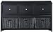 Oxford File Console With Wicker Baskets, 3-DRAWER, BLACK