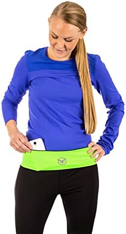 Running Belt-The Runners Belt that Secures Running Accessories in Place, Hassle Free Stylish Comfortable Versatile Workout Sports Belt by FitFoxy (Neon Green-L)