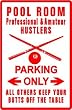 BILLIARD PLAYER PARKING game hobby NEW sign