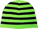 BEA 068 - Beanie / Schwarz & Neon Grüne Streifen