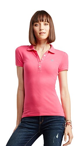 Aeropostale Women's A87 Piqu Polo Shirt M Gossip Pink