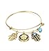 Vnox Stainless Steel Turquoise Hamsa Hand Charm Bangle Bracelet,Gold