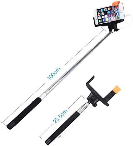 Selfie Stick,Extendable Wireless Cable Control 3-In-1 Self-portrait Monopod with Built-in Remote Shutter Extendable,Battery Free,Adjustable Phone Holder for iPhone 6,iPhone 6 Plus,iPhone 5 5s 5c,Samsung Galaxy S5 S4 S3,Android