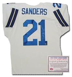 Deion Sanders Dallas Cowboys NFL Hand Signed Authentic Style Home White Football Jersey