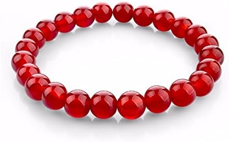 FashionTrendy Natural Stone Bead Bracelet for Women and Men - 1 Piece (Coral Red)