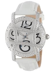 JBW Womens JB-6214L-E "Olympia" Stainless Steel Designer Dial Leather Diamond Watch
