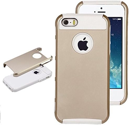 iPhone 5c 2-Tone Gold Hybrid Case from Waloo Silicone Inner with Hard Outer Shell (Gold/White)