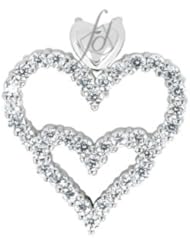 0.50 Ct Round Diamond Double Heart Pendant 14k Gold SI3