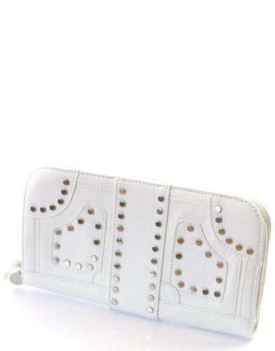French Connection Moroccan Leather Clutch Bag : White