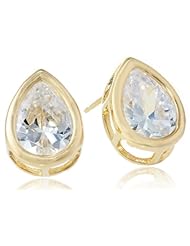 18k Yellow Gold-Plated Sterling Silver and Cubic Zirconia Stud Earrings