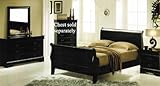 4pc King Size Bedroom Set Louis Phillipe Style in Black Finish