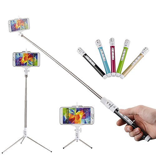 KootekÂ® Extendable Wireless Bluetooth Monopod Selfie Stick Self Portrait Video Built-in Remote Shutter Button with Tripod Stand and Zoom In/Out Button for Samsung Galaxy iPhone Sony Xperia Z4
