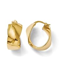 14k White gold Leslies Polished Twisted Hoop Earrings