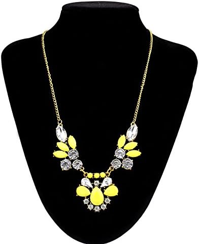 Bestpriceam 1pc Retro Bohemia Chunky Crystal Flower Resin Collar Statement Necklace (Yellow)