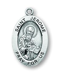 St. Jerome Pendant Oval Sterling Silver with Chain