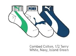 Puma Mens Quarter Crew Athletic Socks - 3 pk - Size 10-13 - Colors Available
