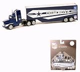 DALLAS COWBOYS NFL Semi Diecast Tractor Trailer Truck 1/87 Scale By PressPass Collectible