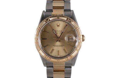 Rolex Mens 2 Tone Datejust Thunderbird Champagne Stick Marker Dial