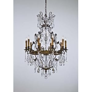 Metropolitan Vintage Oxide Brass Ten-Light Chandelier with Tan Drip Candlesleeves by Metrolpolitan Lighting