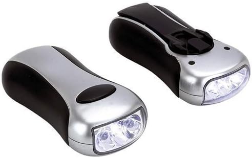 Mitaki-Japan 2pc Wind-Up Flashlights - 3-Bulb Led Flashlights Featuring Hand Cranks- Set of 2 by Mitaki