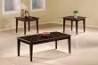3pc Contemporary Cappuccino Finish Wood Coffee & 2 Occasional Side/End Tables Set By Coaster Furniture