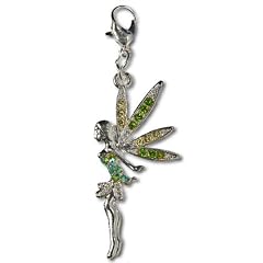 Charms Anh�nger f�r Charm Bettelarmband Elfe mit Steinchen gr�n
