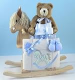 IMAGE OF Natural Rocking Horse New Baby Bear Gift Set (Blue)