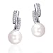 Pure Radiance: Sterling Silver and Cultured Pearl Drop Earrings with CZ Diamond
