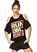 Darceil® Women's Comfy Black Off Shoulder RUN DMC Gilding Short Sleeve T Shirt (XL, Black)
