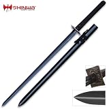 Shinwa Black Double Edge Katana Sword Black Damascus