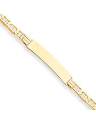 14 Karat Yellow Gold Anchor Link ID Bracelet - 7 Inch