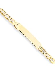 14 Karat Yellow Gold Anchor Link ID Bracelet - 8 Inch