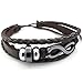 KONOV Jewelry Mens Womens Leather Bracelet, Love Infinity Charm Bangle, Fit 7-9 inch, Brown Silver