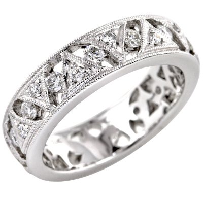 0.70 ct VINTAGE INSPIRED WEDDING BAND in WHITE GOLD