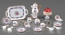 Reutter Porcelain Blue Royale Miniature Dinner Set New