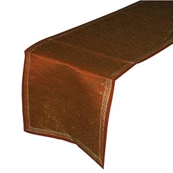 Silk Runner for Table in Brocades Handmade Home Furnishings from Banaras, India 13" x 55" (btr031)