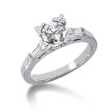 1.25 Ct Diamond Engagement Ring Baguette Channel Accent 14k White Gold 1.25 Ct Diamond Engagement Ring Baguette Channel Accent 14k White Gold