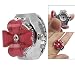 Red Clover Hunter Case Silver Tone Stretch Band Finger Ring Watch for Lady