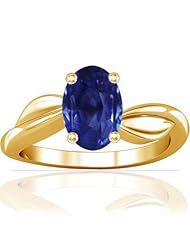 18K Yellow Gold Oval Cut Blue Sapphire Solitaire Ring (GIA Certificate)