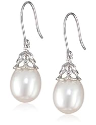 Sterling Silver 9.5-10mm Freshwater Cultured Pearl Drop Earrings