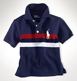 Boys Polo Ralph Lauren Navy Stripe Big Pony Polo Shirt