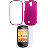 GTMax Hot Pink Hard Rubberized Snap On Case + Clear LCD Screen Protector fo ....