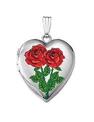 14k White Gold Sweetheart "Roses" Locket 3/4 inch x 3/4 inch in Solid 14K White Gold
